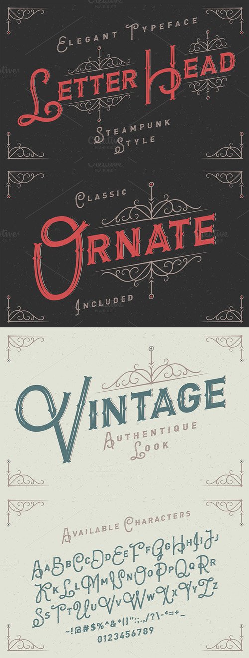 Letterhead typeface with ornate 296596