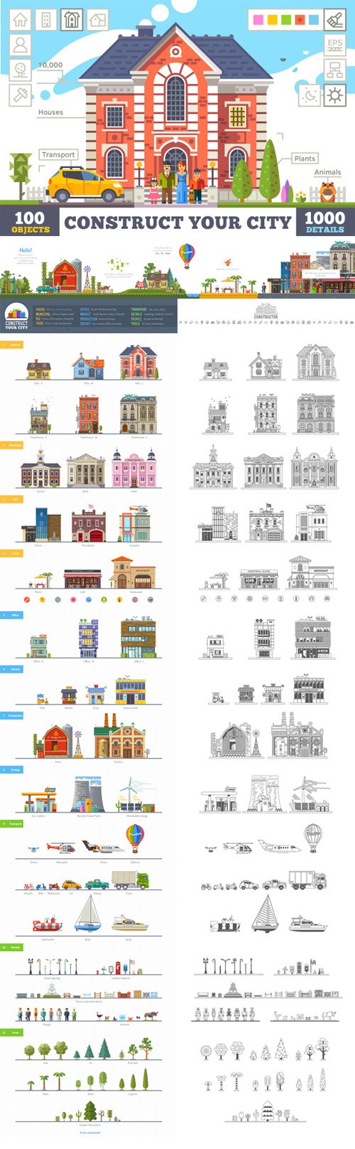 Construct your city, flat vector kit 157909