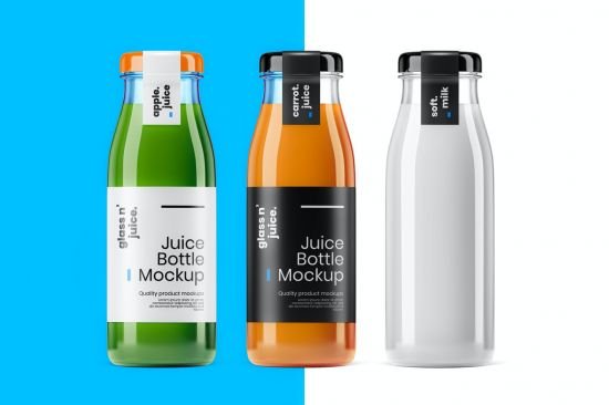 Transparent Juice Bottle Mockup Template