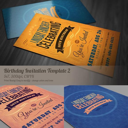 Retro Birthday Invitation Template 2