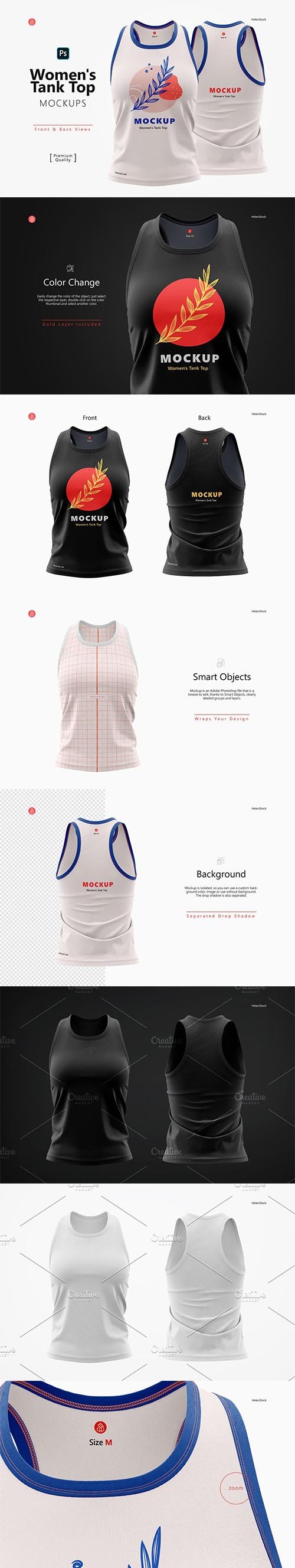 Women's Tank Top Mockups, Front Back 6529119
