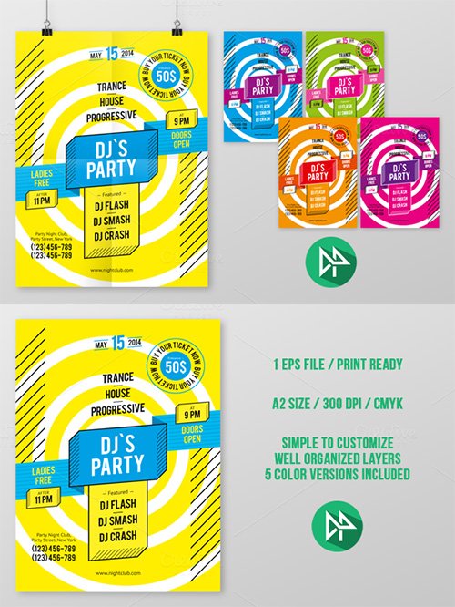 DJ's Party Poster Template 42542