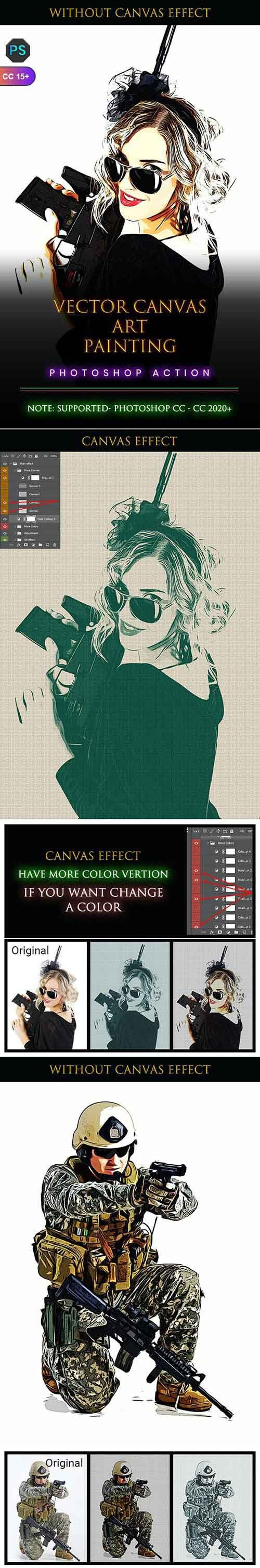Vector Canvas Art Painting Photoshop Action 33762445