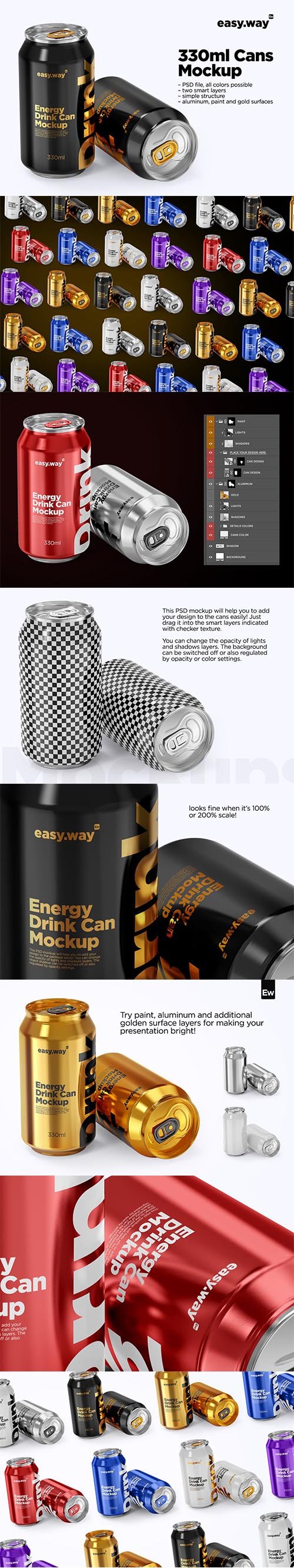 330ml Aluminum Cans PSD Mockup 5740918
