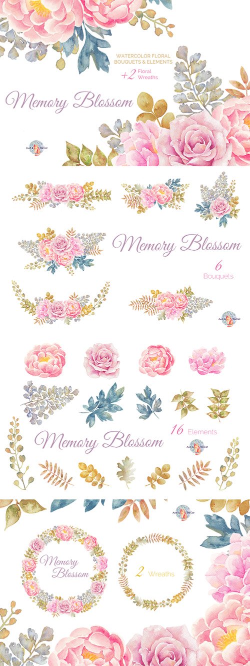 Memory Blossom Watercolor Clipart 448759