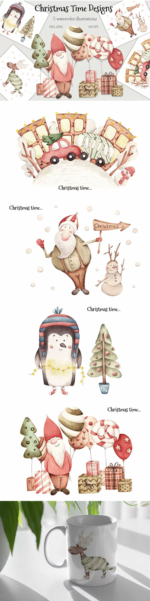 Watercolor Illustrations Christmas Time 1602193