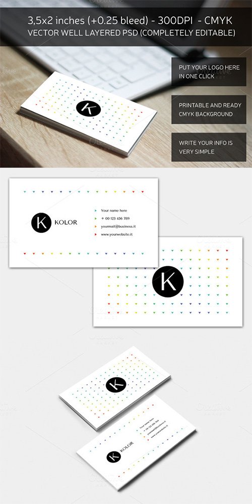 Minimal and Colored Business Card 161608