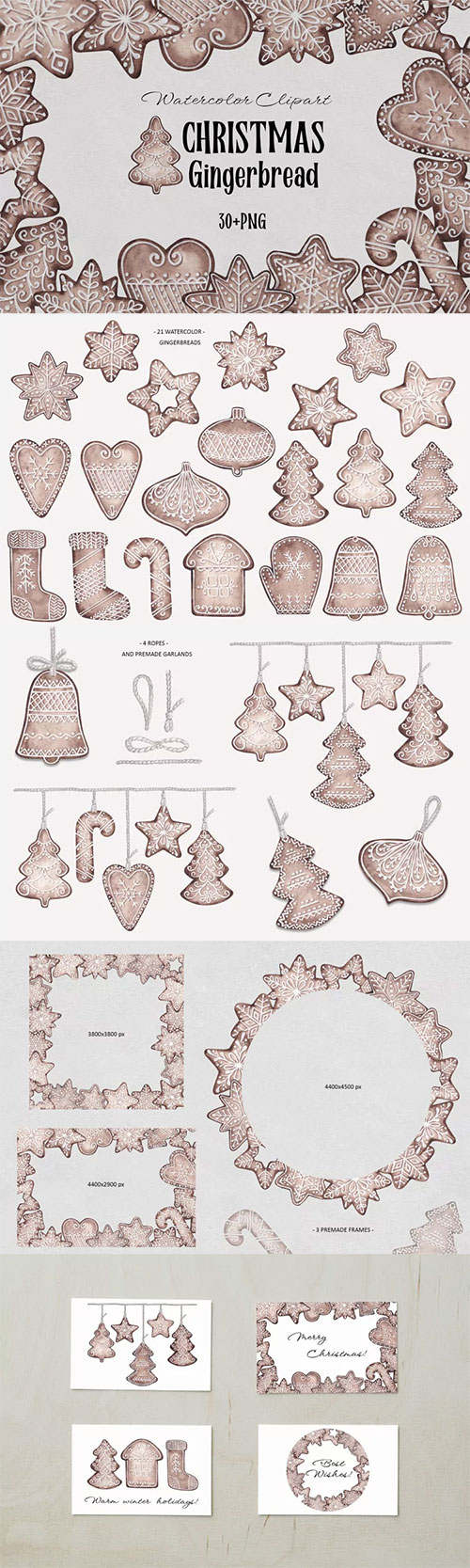 Watercolor Clipart Christmas Gingerbread 1631337