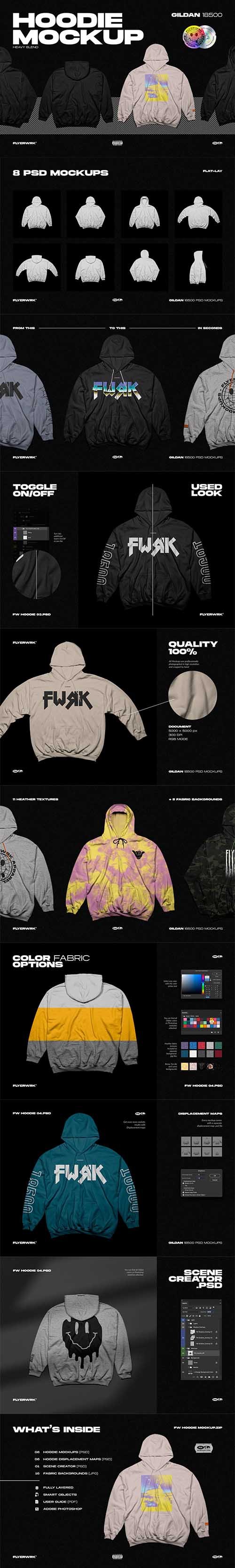 Hoodie Mockup - Gildan 18500 6499378