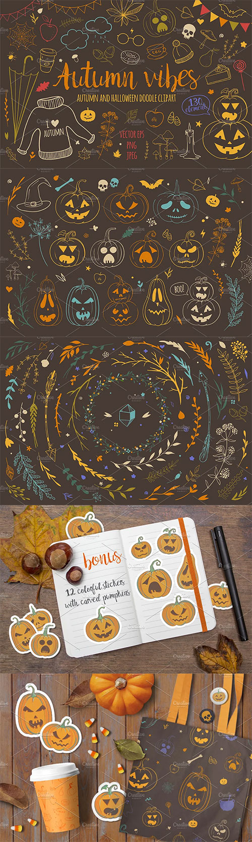 Autumn vibes: Fall Halloween doodles