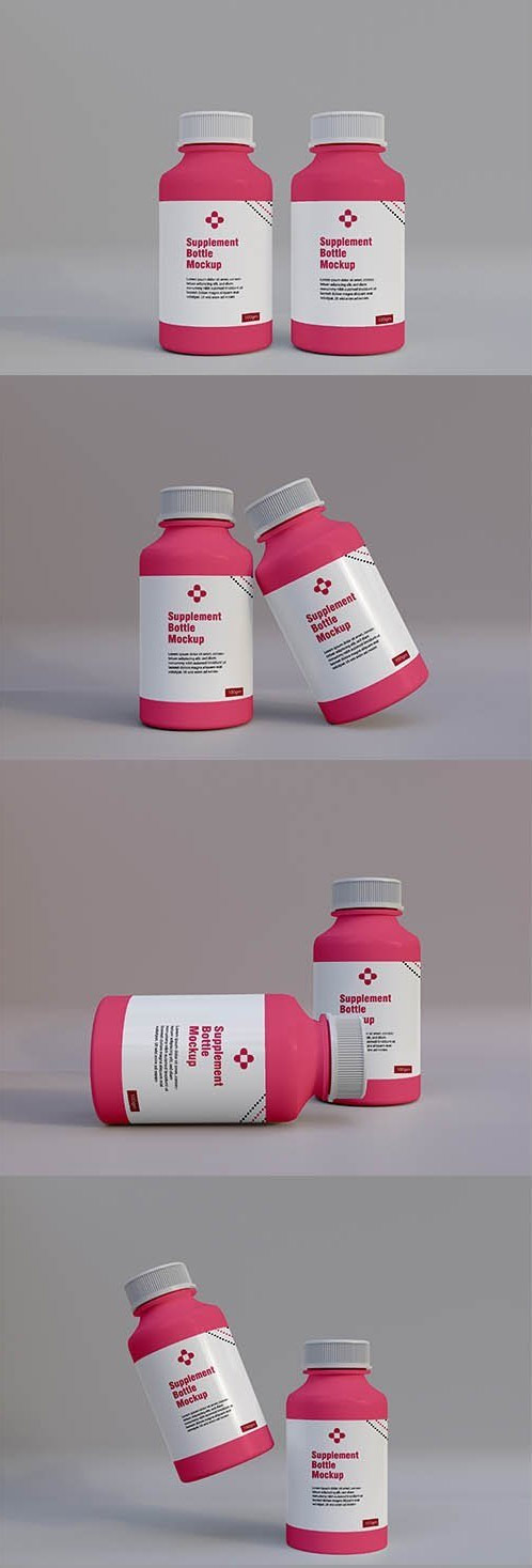 Plastic Supplement Medicine Bottle Mockup