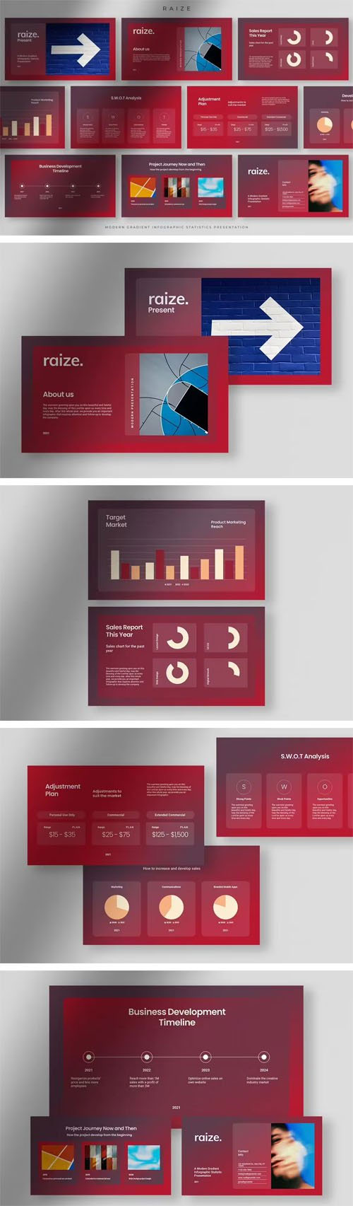 Raize - Infographic Statistics Powerpoint Presentation Template