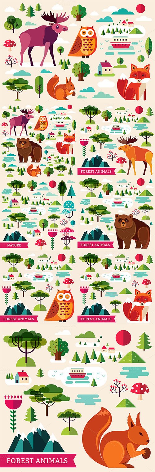 Set with forest animals and nature 535873