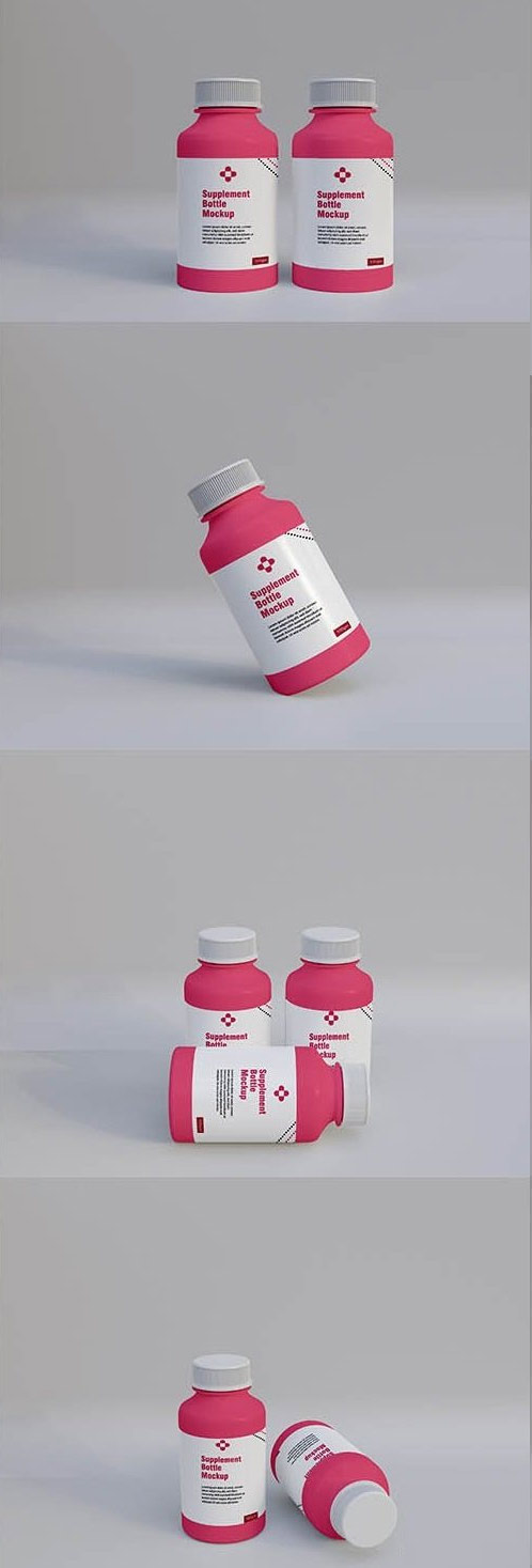 Plastic Supplement Medicine Bottle Mockup