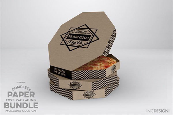 Octagon Pizza Box Packaging Mockup