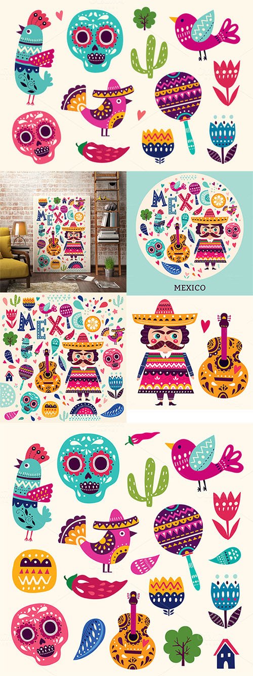 Vector set of Mexican illustrations 552706