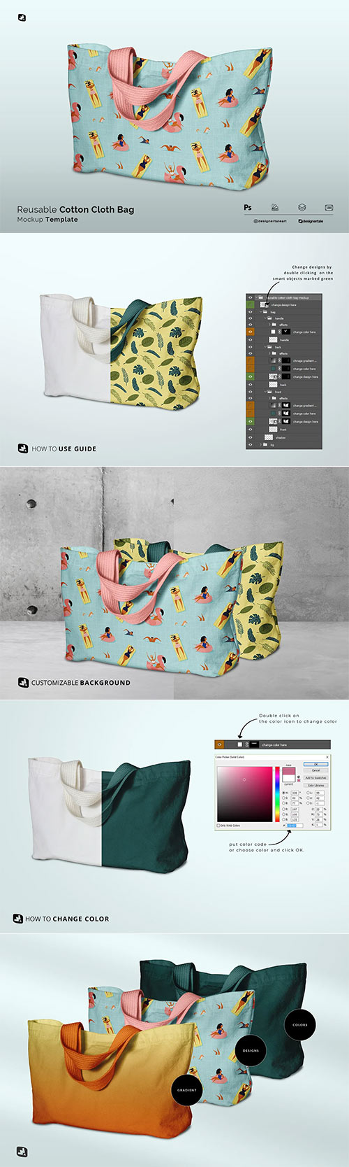 Reusable Cotton Cloth Bag Mockup