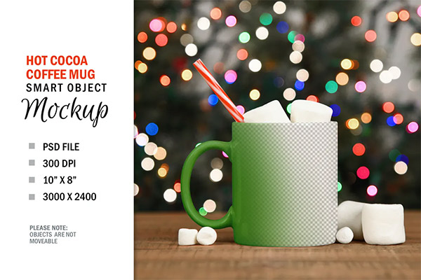 Christmas Cocoa Glass Cup Mockup Smart Object