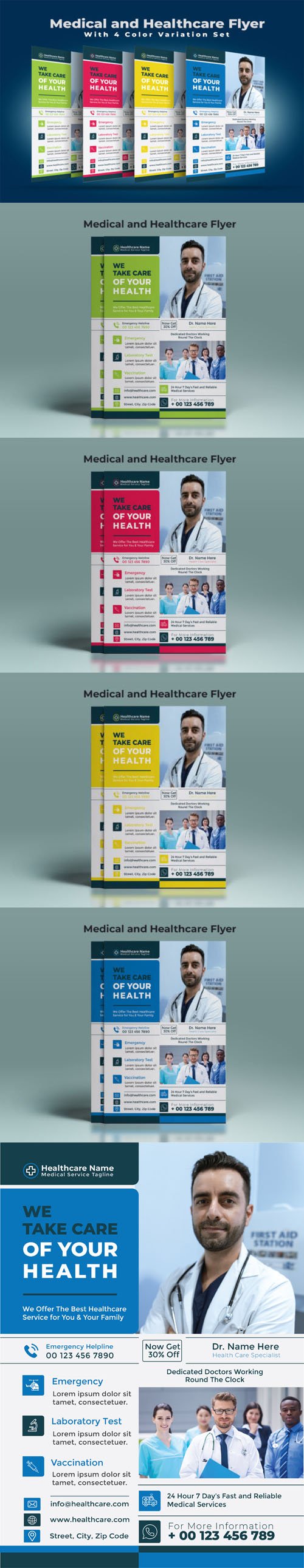 Medical and Healthcare A4 Flyers Vector Templates