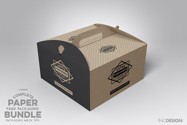 Square Cake Box Carrier Packaging Mockup