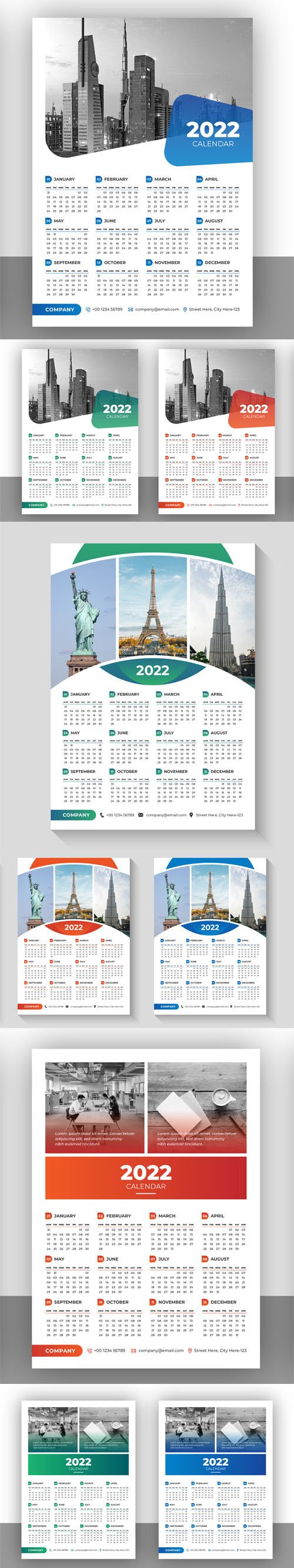 18 Calendar 2022 Vector Templates