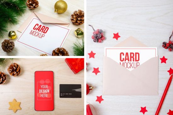 Christmas Phone & Card Mockup Set