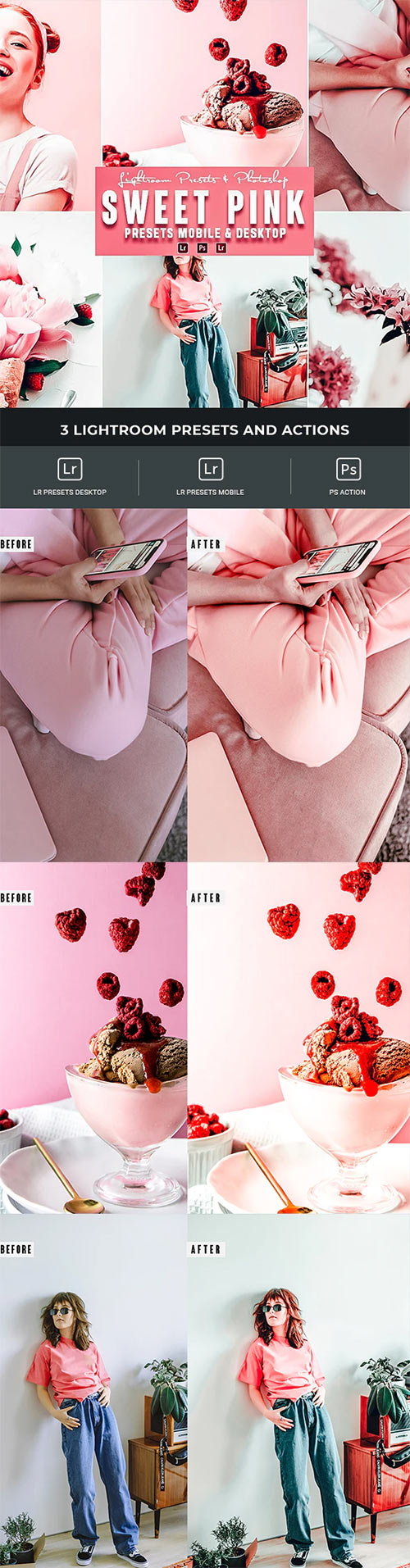 Sweet Pink Photoshop Action & Lightrom Presets 34896959