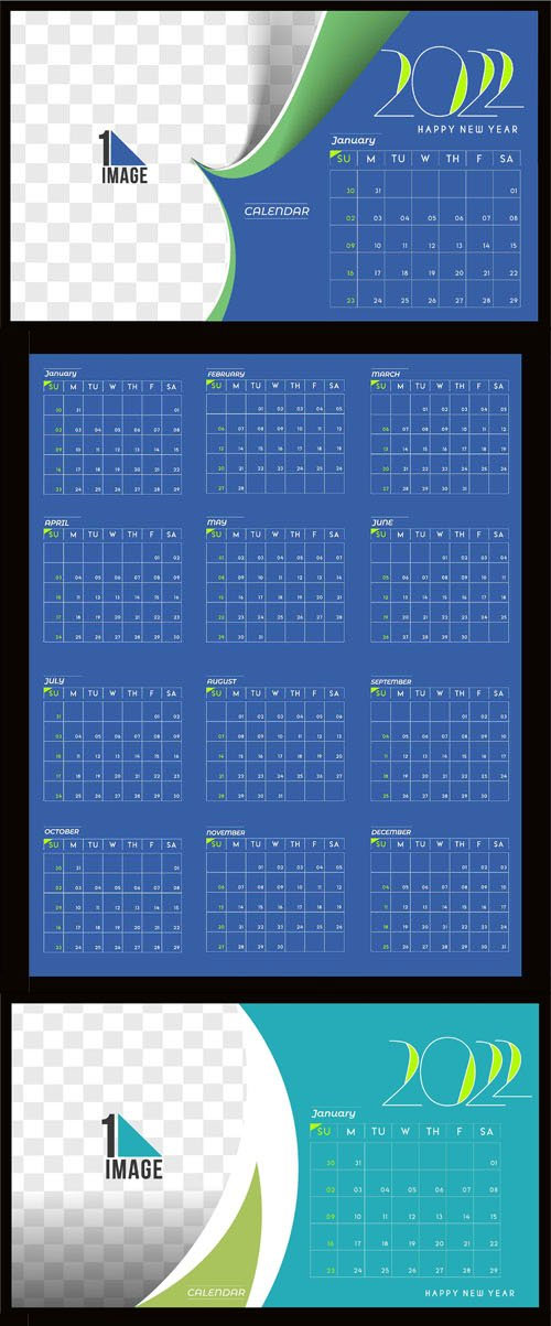 New Year 2022 Calendars Vector Design Templates