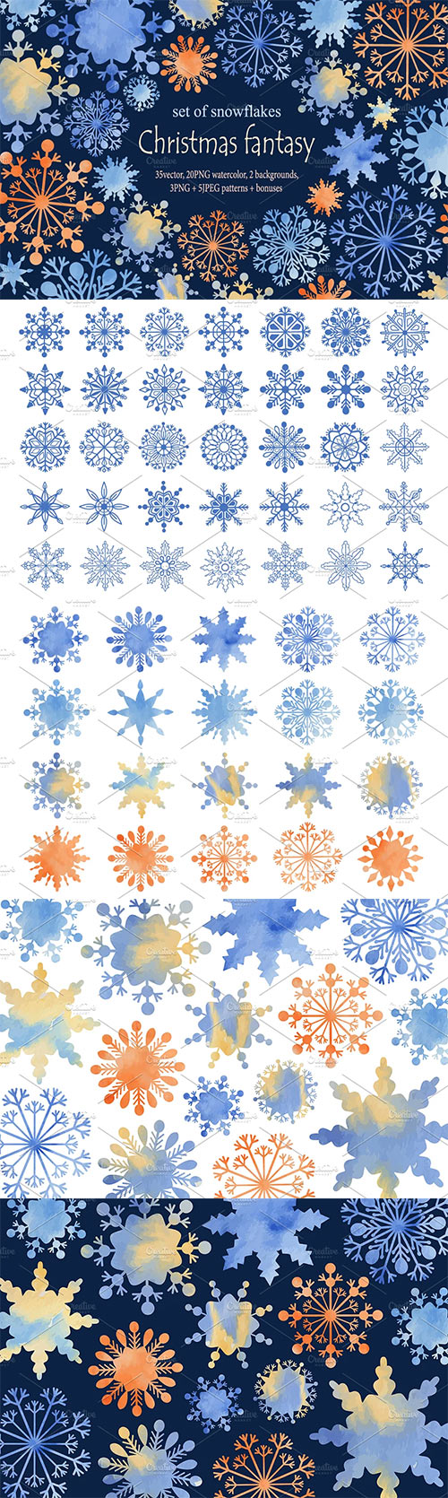 Christmas fantasy. Set snowflakes 2