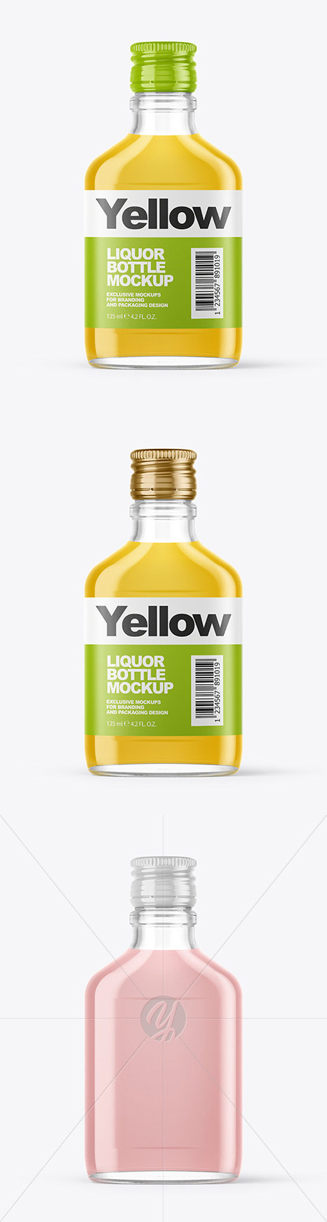Clear Glass Bottle with Liquor Mockup 46607