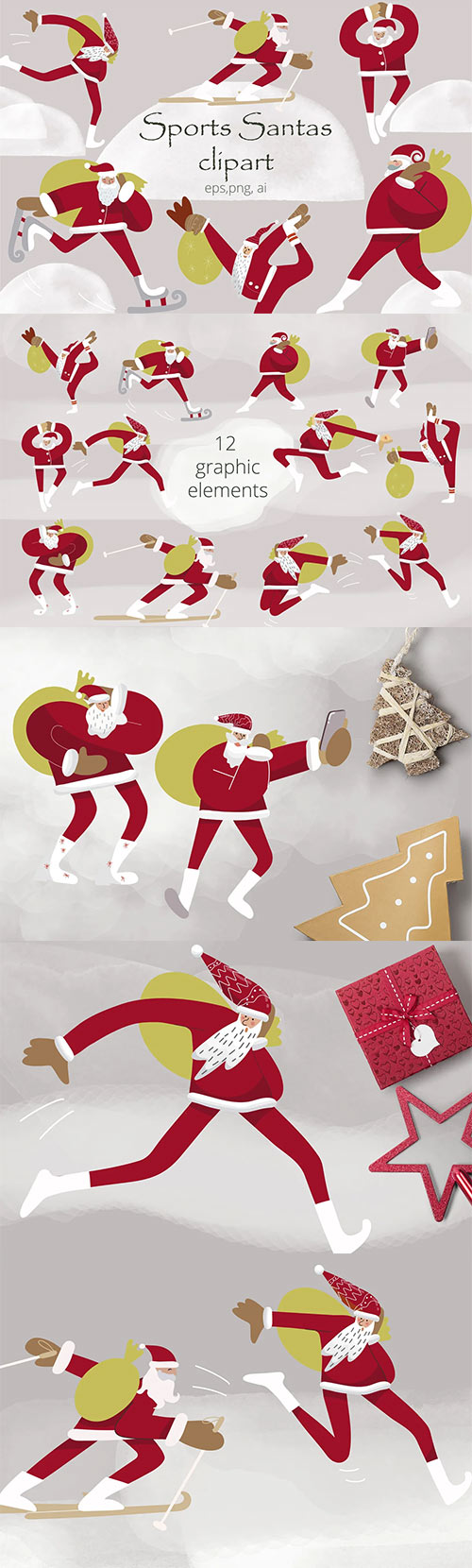 Sports Santas clipart