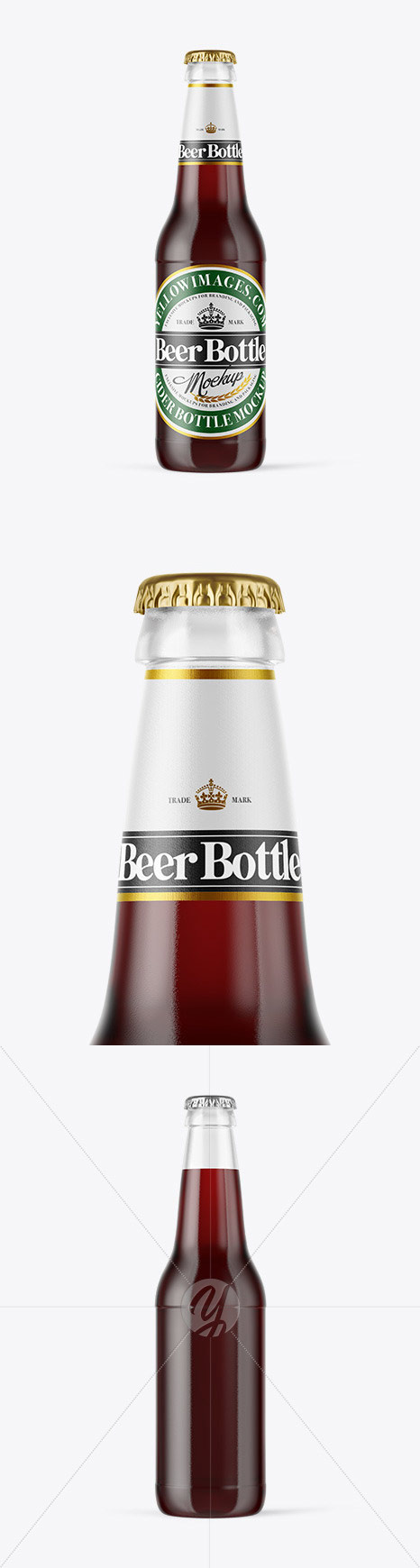 Clear Glass Bottle with Red Ale Mockup 50136