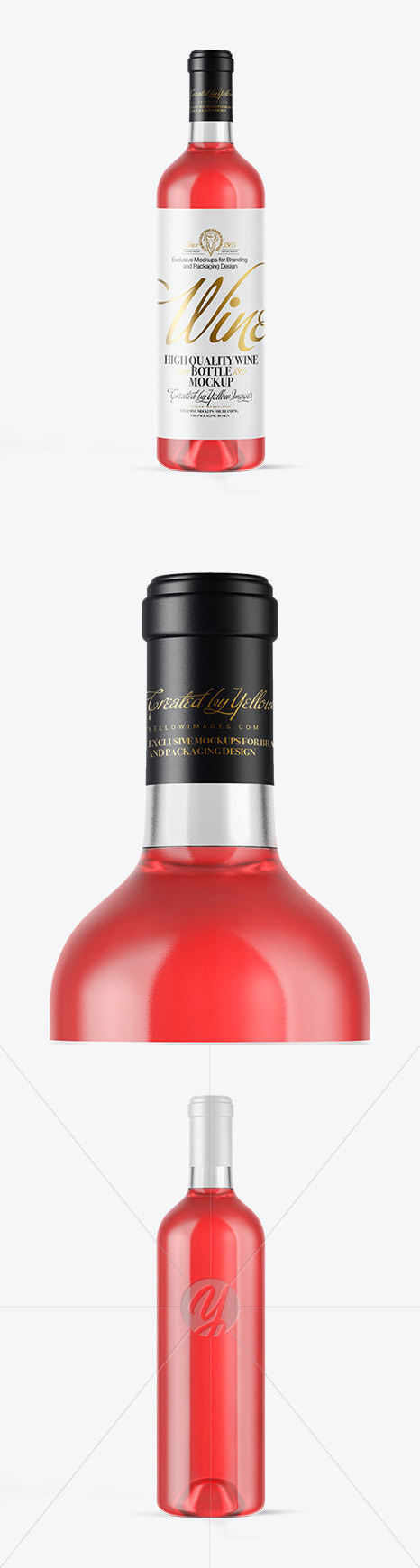 Clear Glass Pink Wine Bottle Mockup 48011