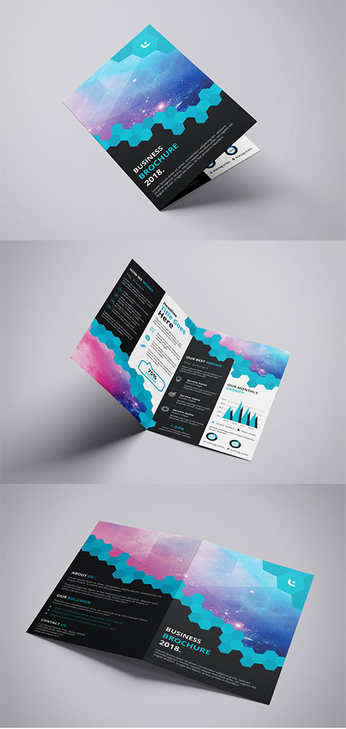 Business Brochure Layout with Hexagonal Design Element 1