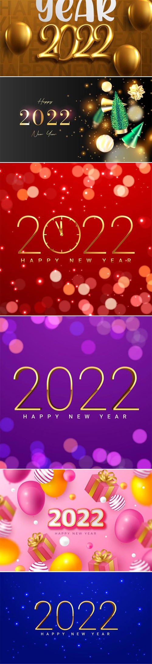 11 Happy New Year 2022 Backgrounds Vector Collection