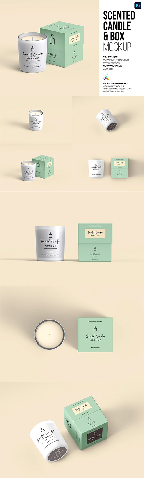 Scented Candle & Box Mockups 6721344