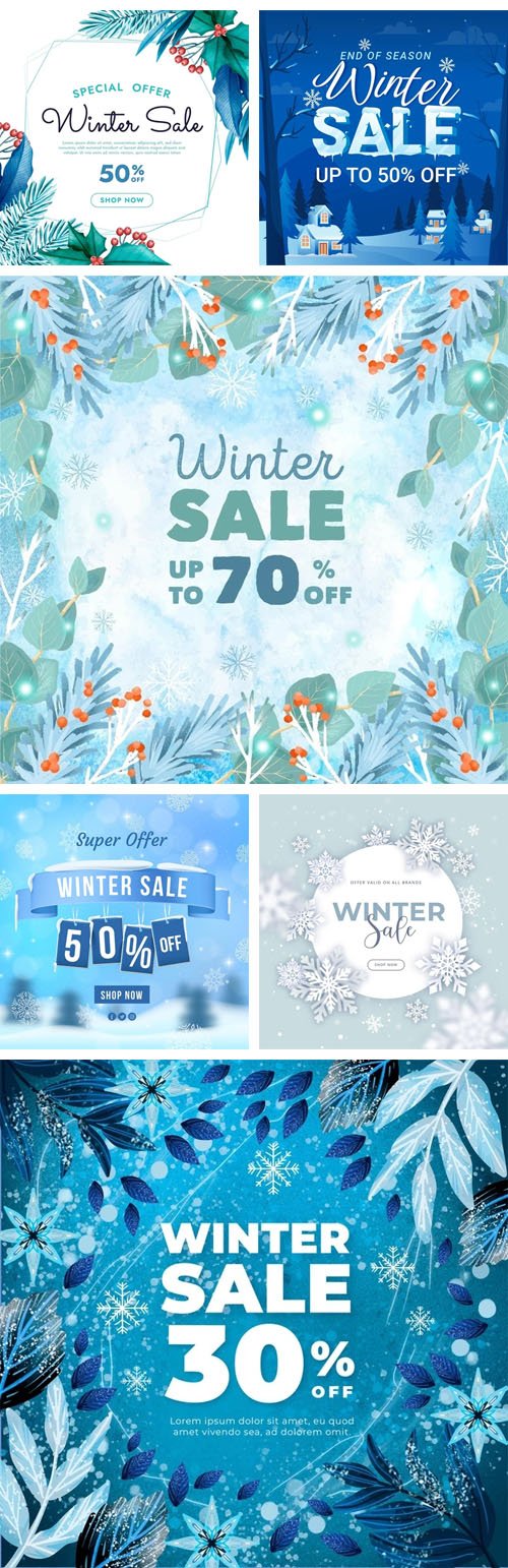 10+ Winter Sale Promotion Backgrounds Vector Collection