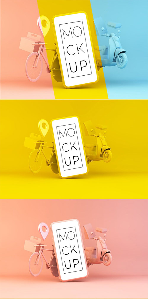 Monocolor Delivery Phone Mockup