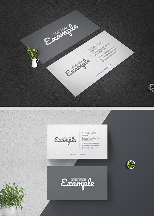Grayscale Business Card Layout 220437550