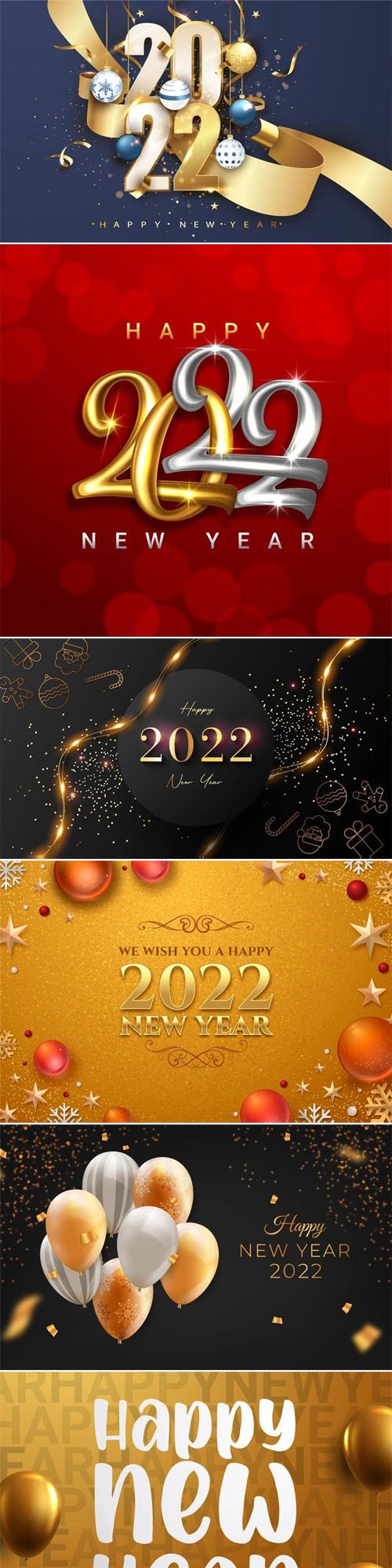 11 Happy New Year 2022 Backgrounds Vector Collection