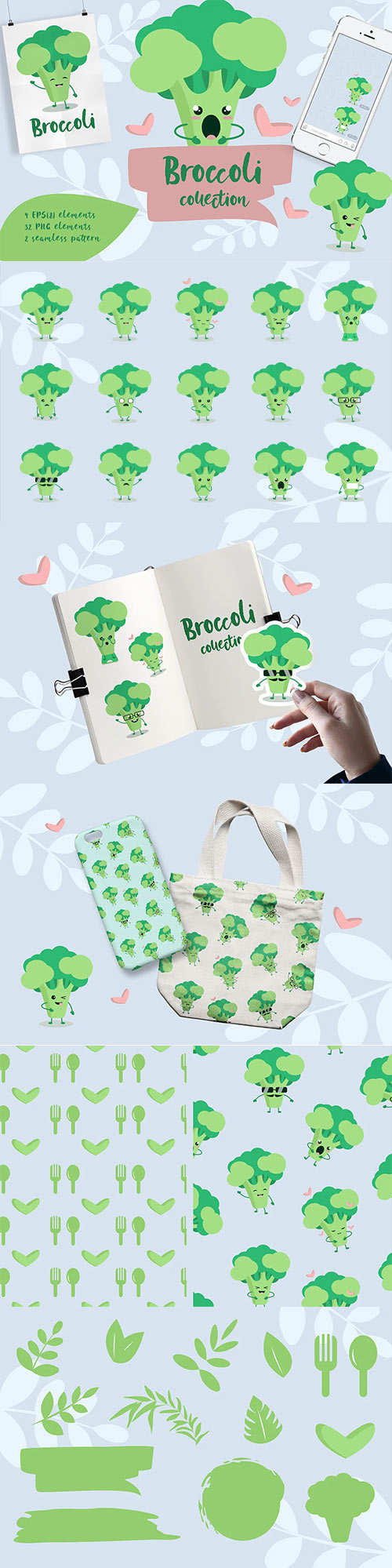 Broccoli sticker set