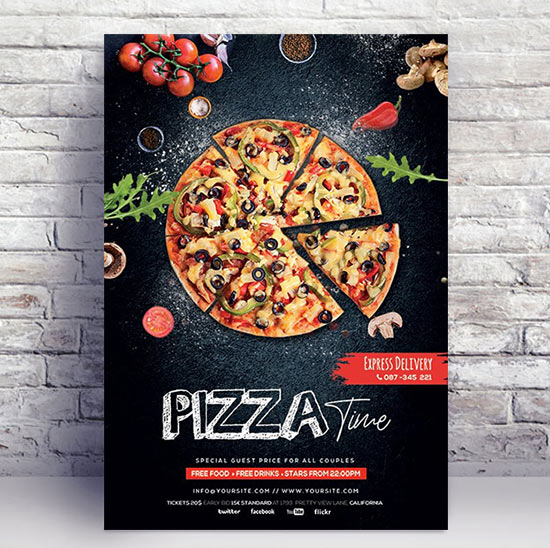 Pizza Restaurant Flyer PSD template