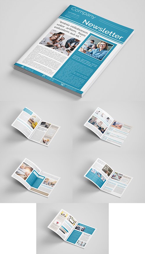 Business Newsletter Layout with Teal Accents