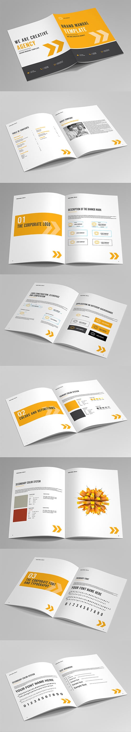 Brand Manual Layout with Orange Accents 1
