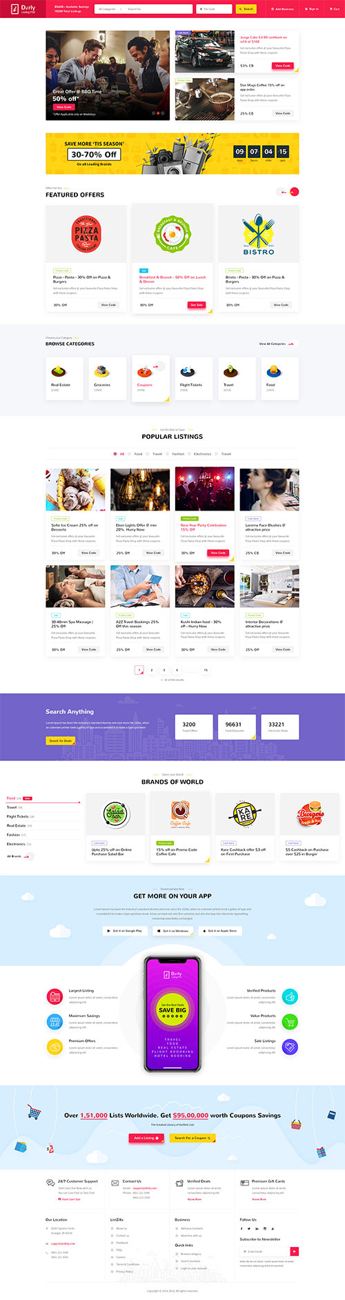 Dirly | Directory Listing PSD Template