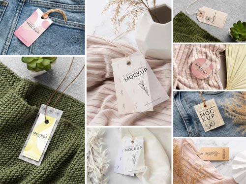 Fabric Clothing Labels & Tags PSD Mockups Templates
