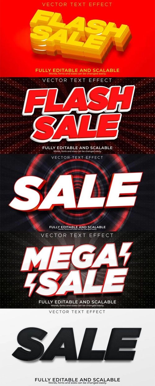 10 Sales & Discounts Text Effects Vector Templates
