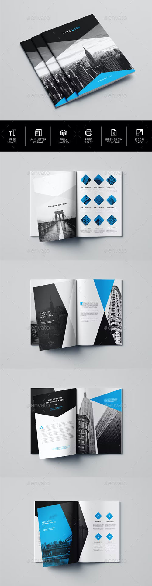 Minimal Modern Black & Blue Brochure 2
