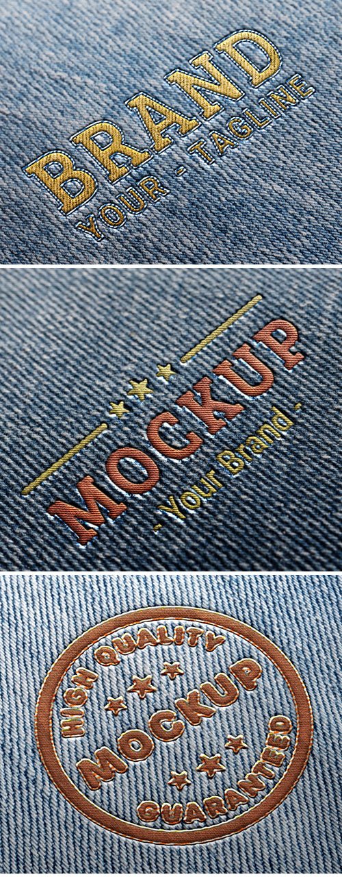13 Jeans Embroidery Logos PSD Mockups Templates