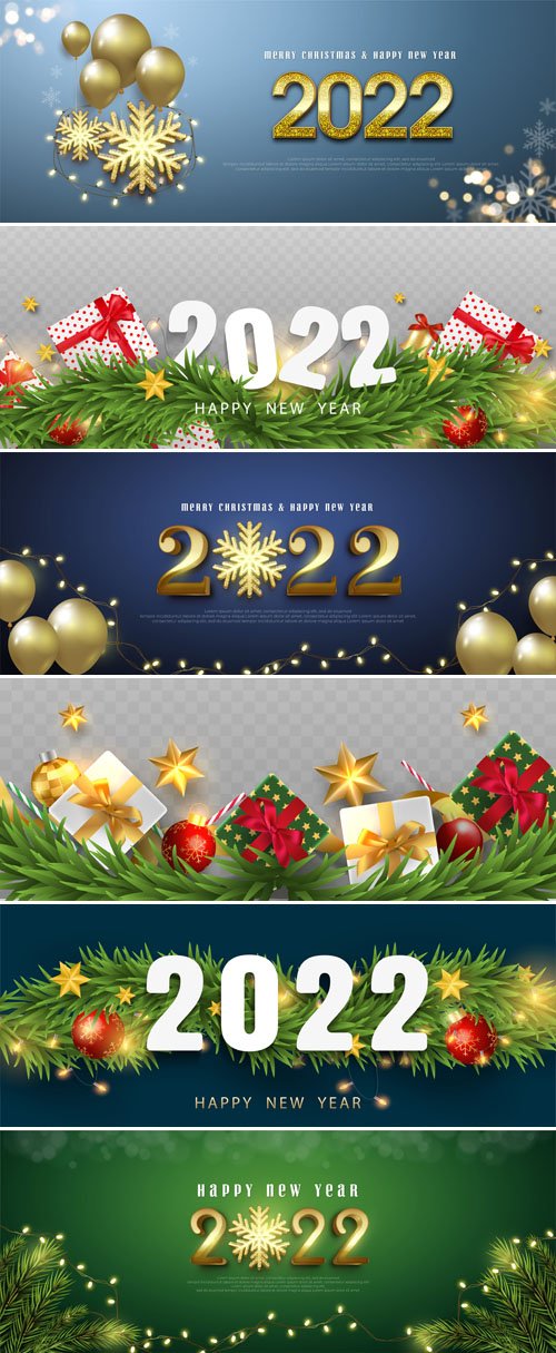 Happy New Year 2022 Banners Collection Vol.4 - 10+ Vector Templates